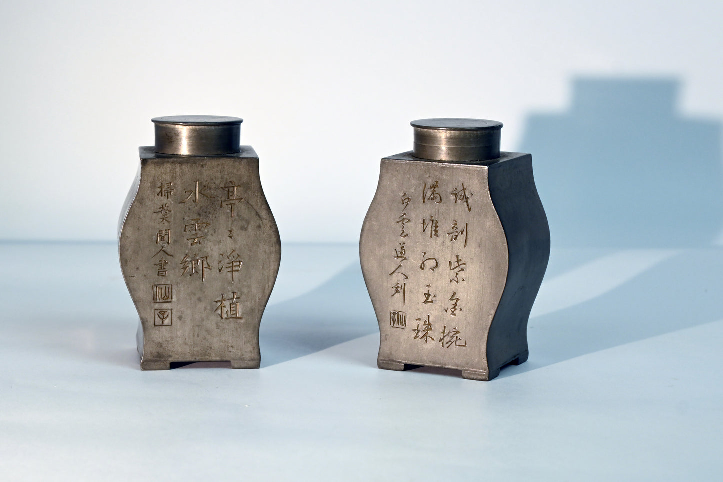 A pair of Pewter Tea Caddies, 19th Century