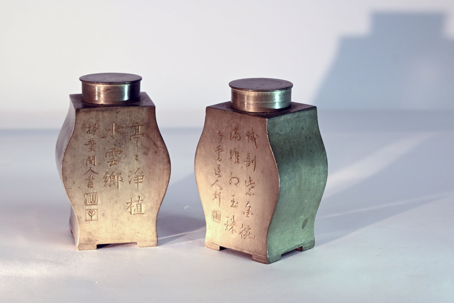 A pair of Pewter Tea Caddies, 19th Century