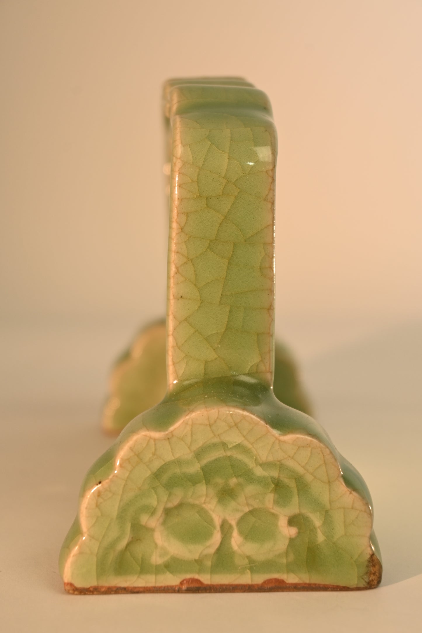A Longquan Celadon "Rooster, Hen and Chicks" Table Screen, 19th Century
