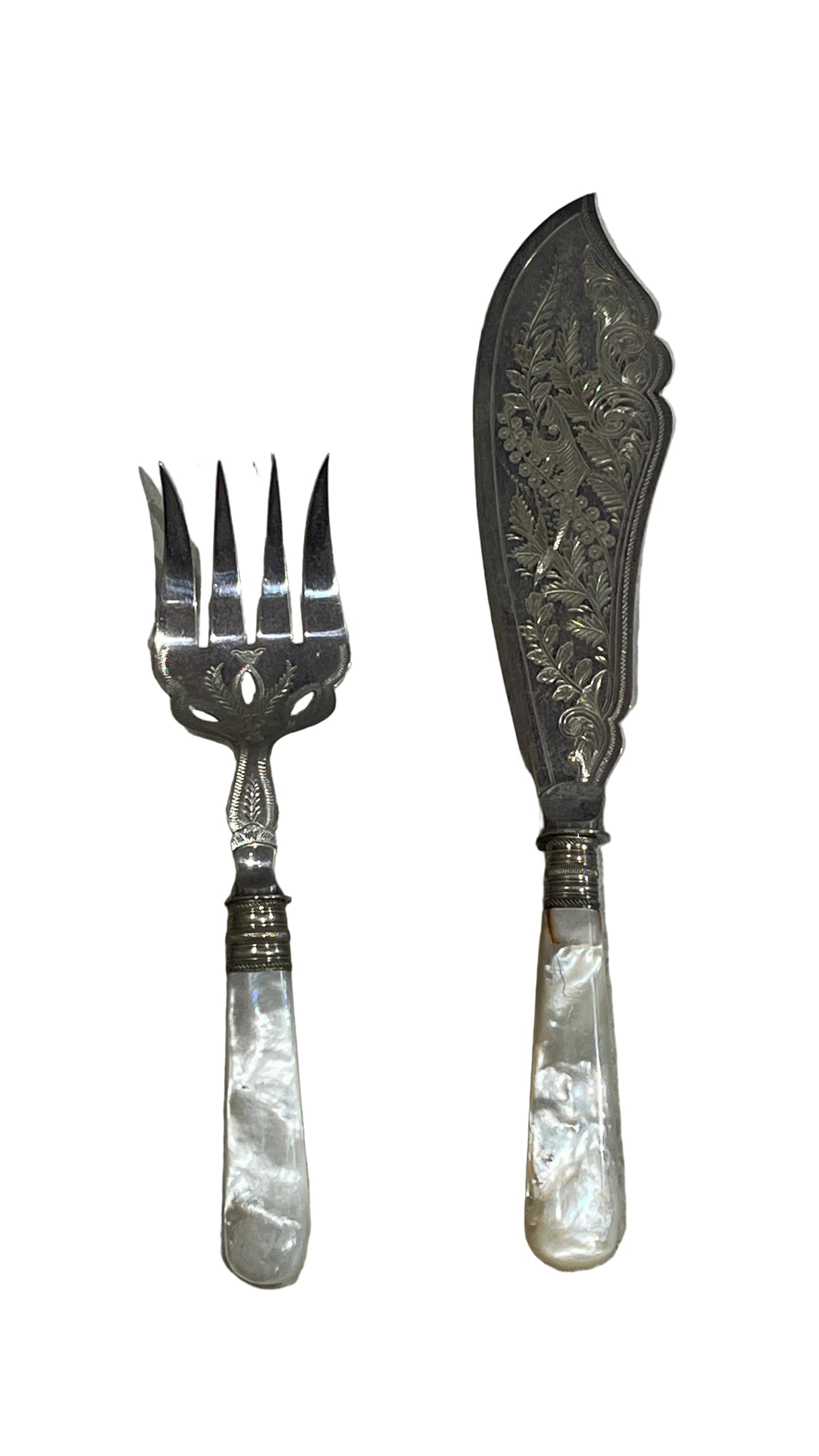 A Pair of Victorian Mother of Pearl Fork & Knife
