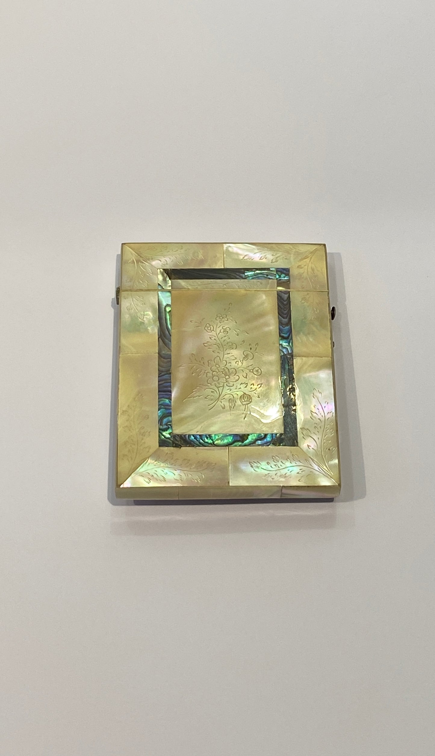 Vintage Fine Victorian Carved Mother Of Pearl Card Case