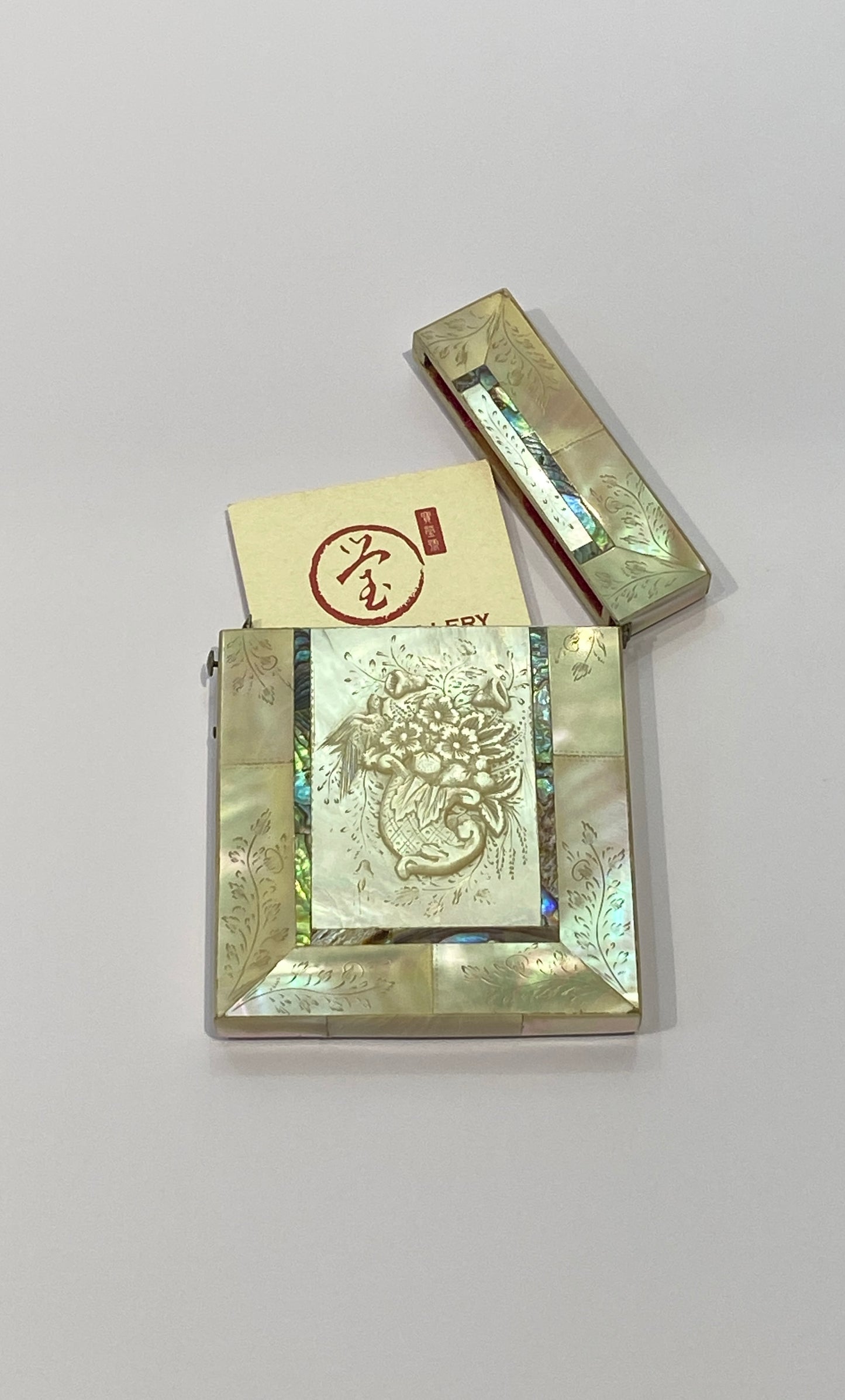 Vintage Fine Victorian Carved Mother Of Pearl Card Case