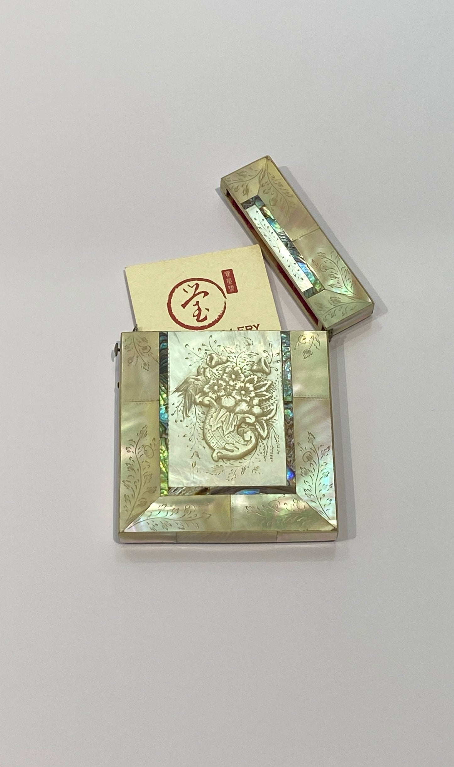 Vintage Fine Victorian Carved Mother Of Pearl Card Case