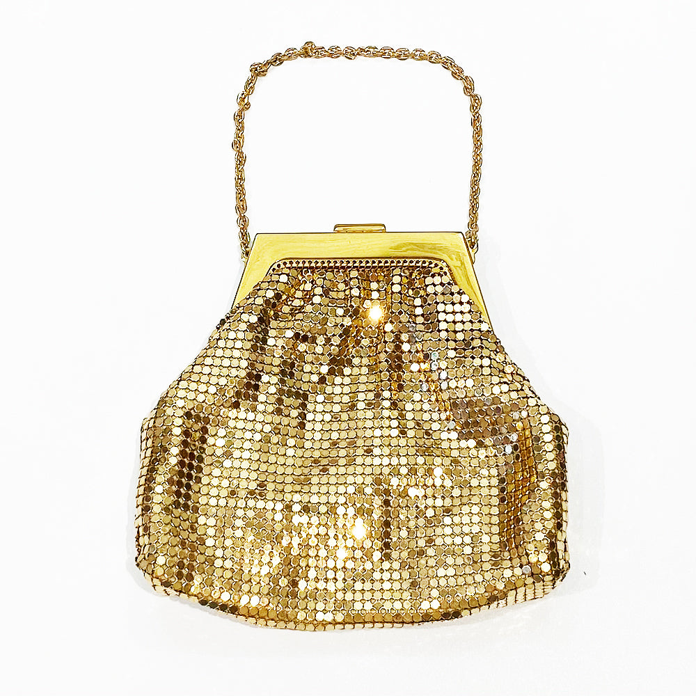 Vintage Gold Color Mesh Clutch Bag