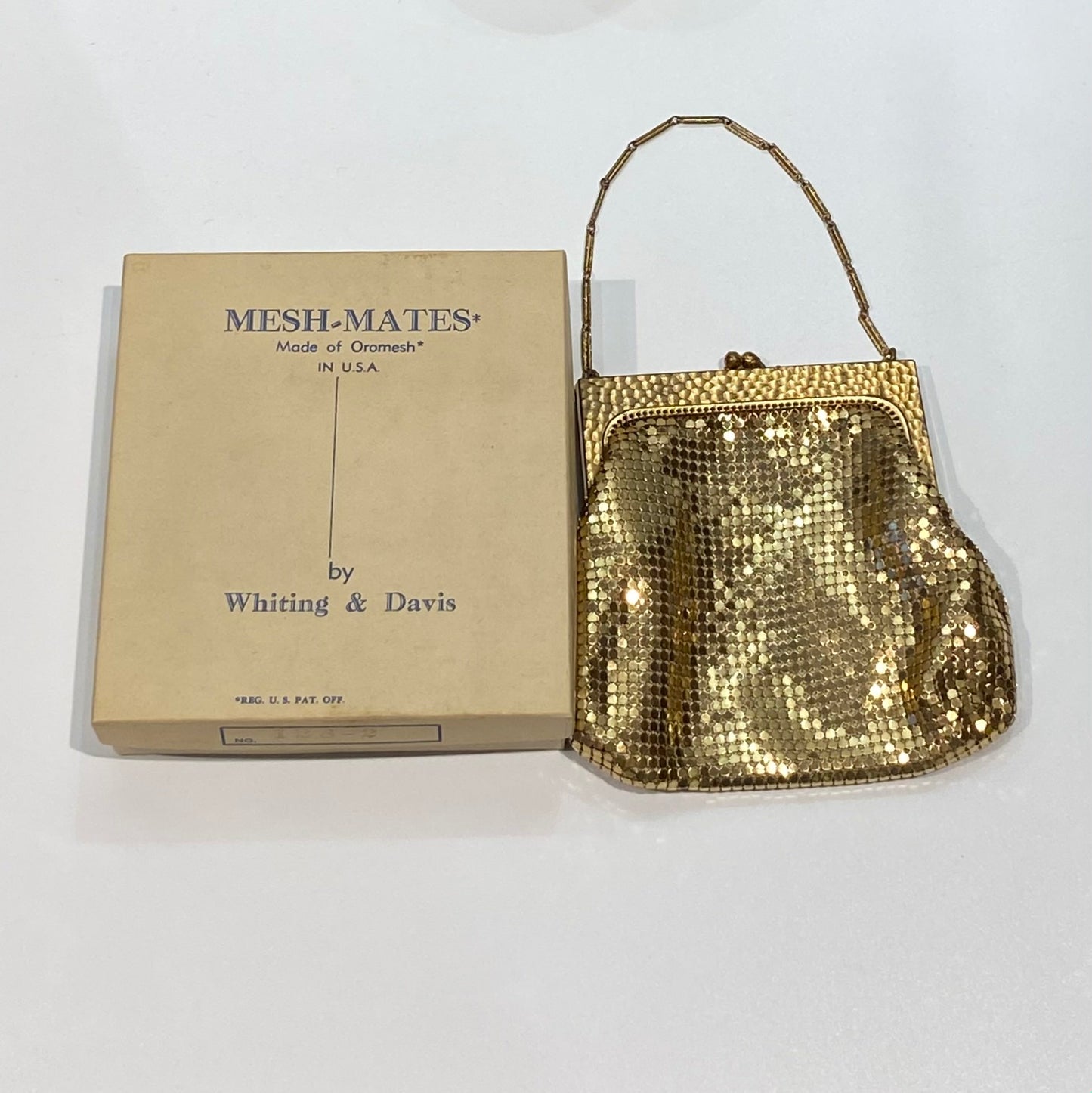 Vintage Whiting And Davis Gold Mesh Coin Purse with Original Box