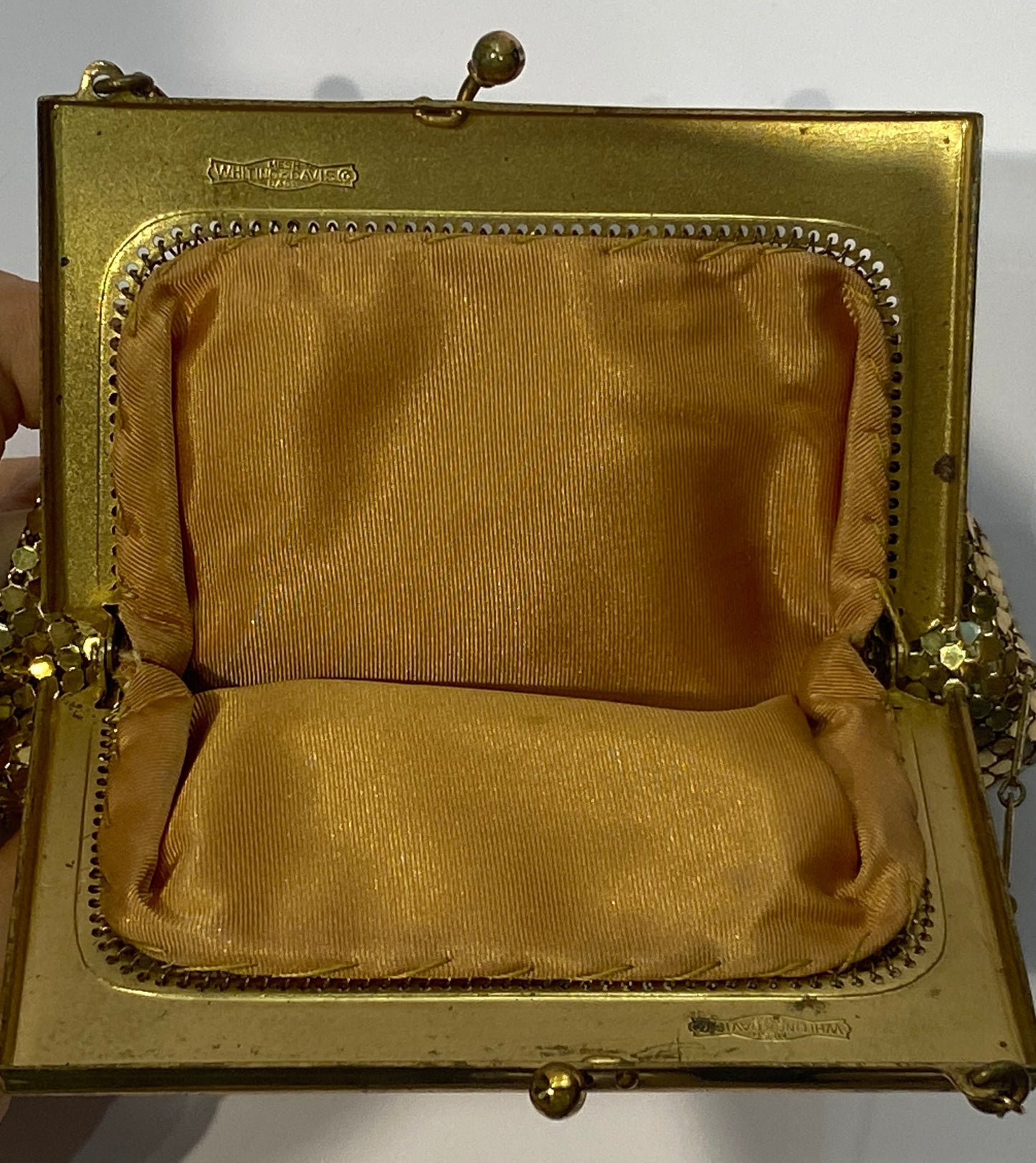 Vintage Whiting And Davis Gold Mesh Coin Purse with Original Box