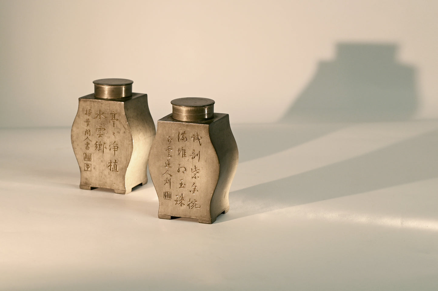 A pair of Pewter Tea Caddies, 19th Century