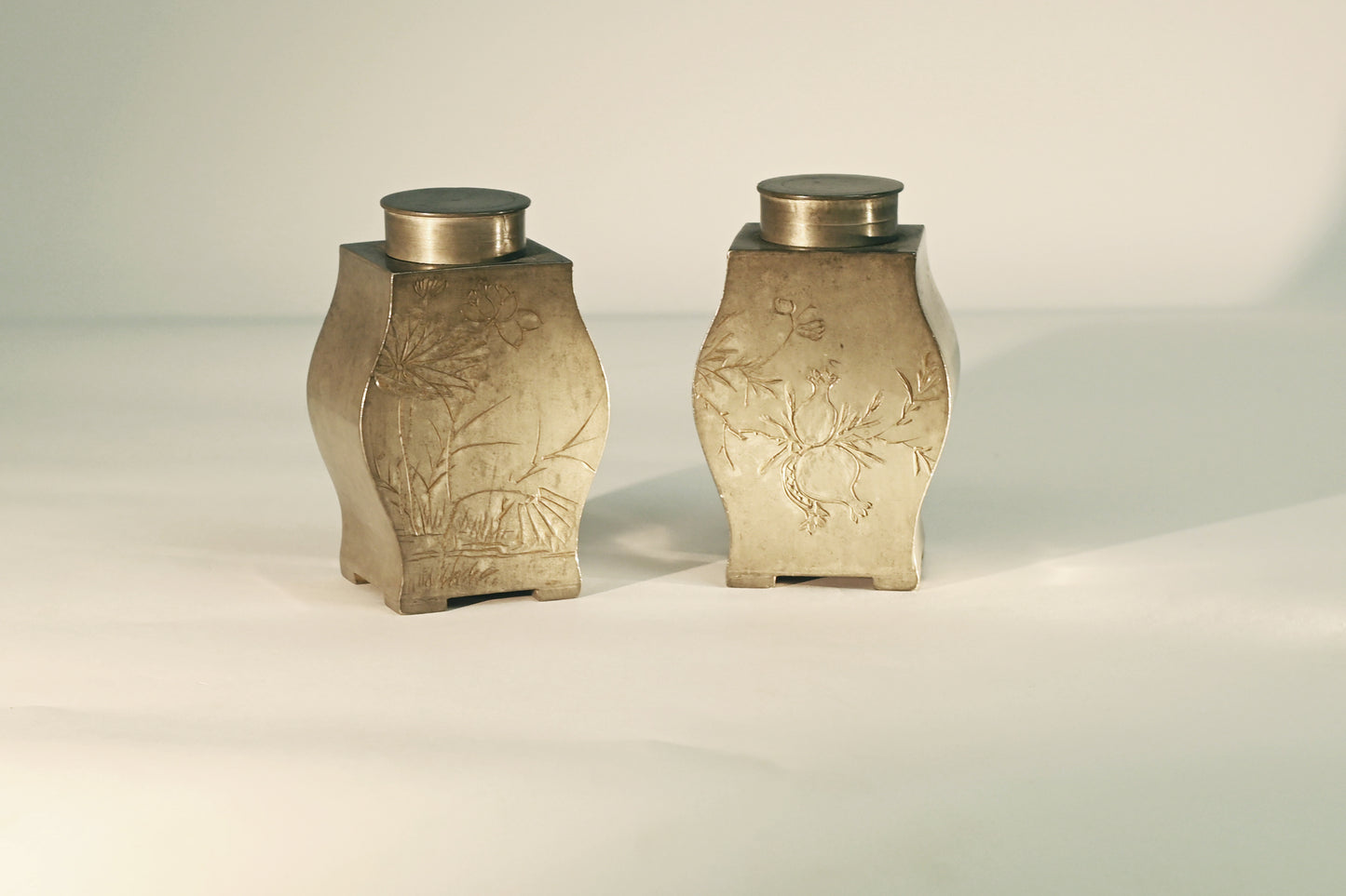 A pair of Pewter Tea Caddies, 19th Century