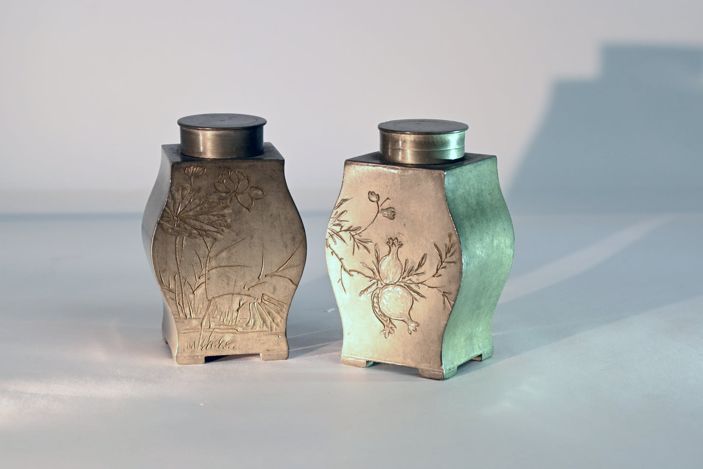 A pair of Pewter Tea Caddies, 19th Century