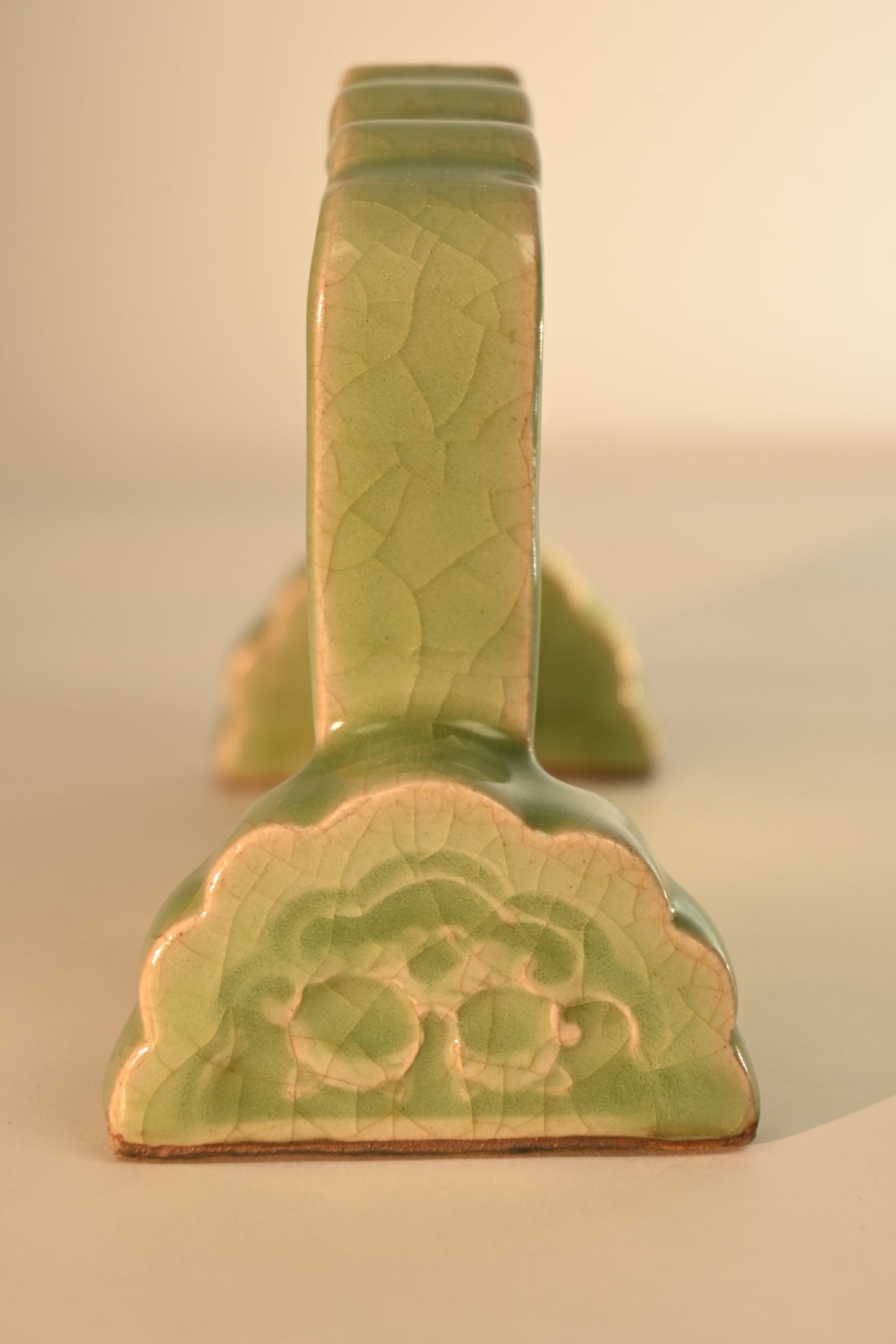 A Longquan Celadon "Rooster, Hen and Chicks" Table Screen, 19th Century