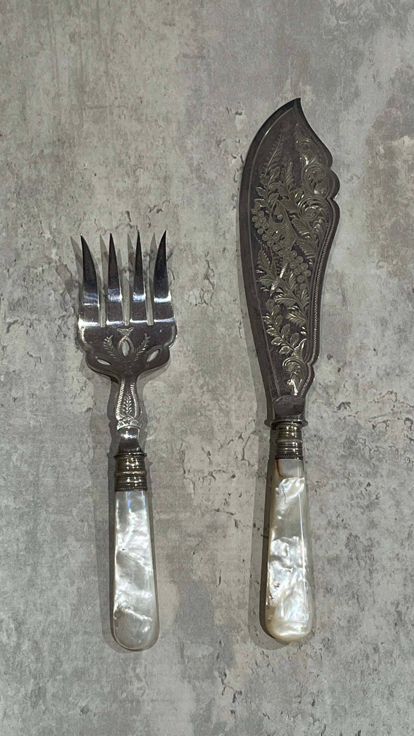 A Pair of Victorian Mother of Pearl Fork & Knife