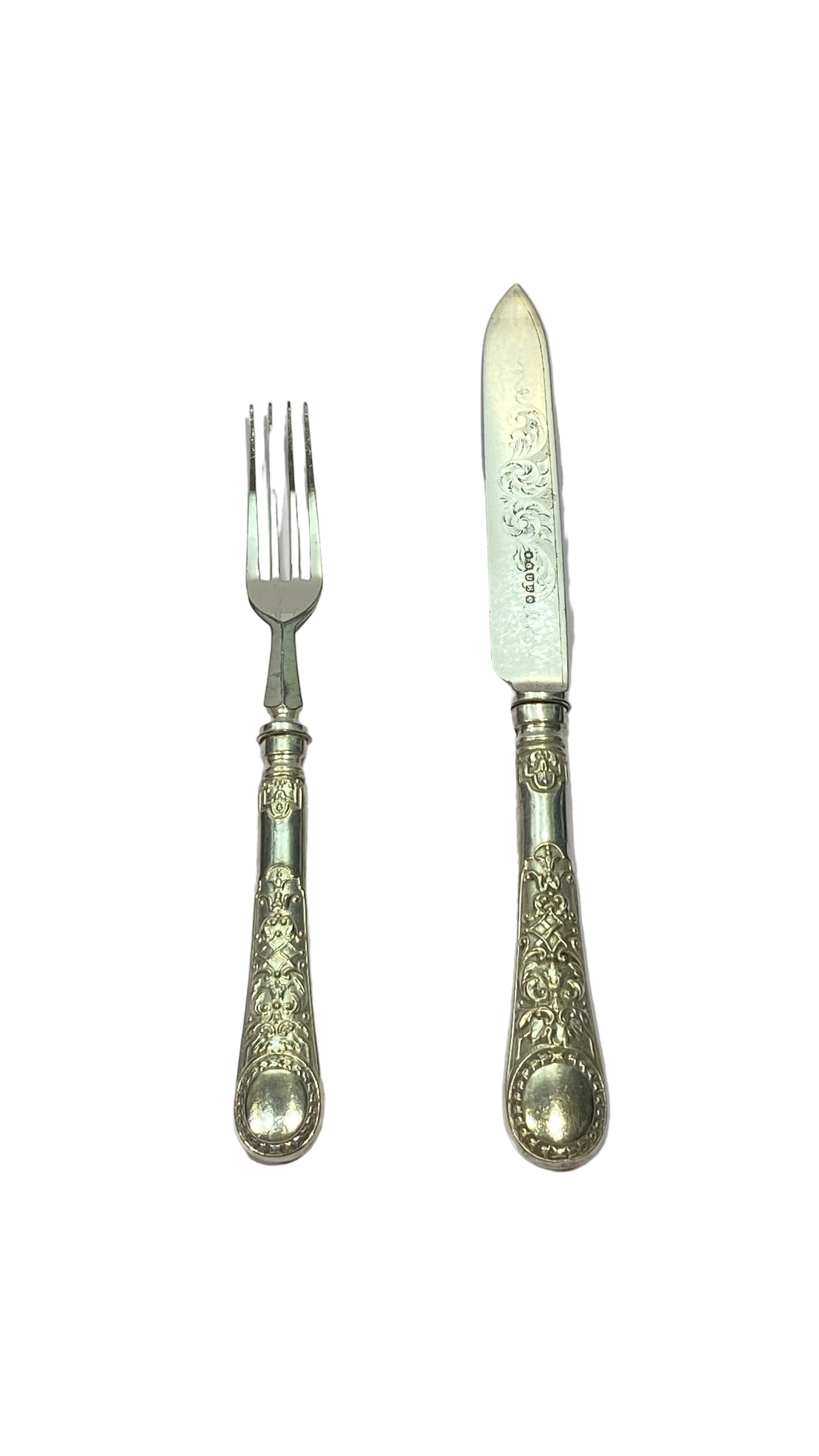 Vintage Canteen of 12 Pairs of Silver Plated Victorian Fruit/ Dessert Knives & Forks