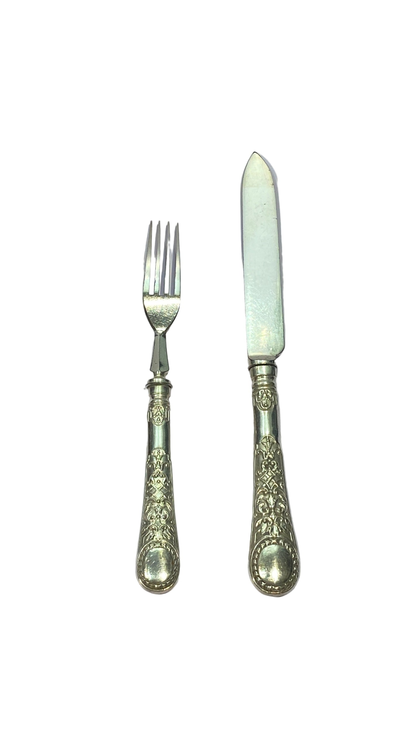 Vintage Canteen of 12 Pairs of Silver Plated Victorian Fruit/ Dessert Knives & Forks