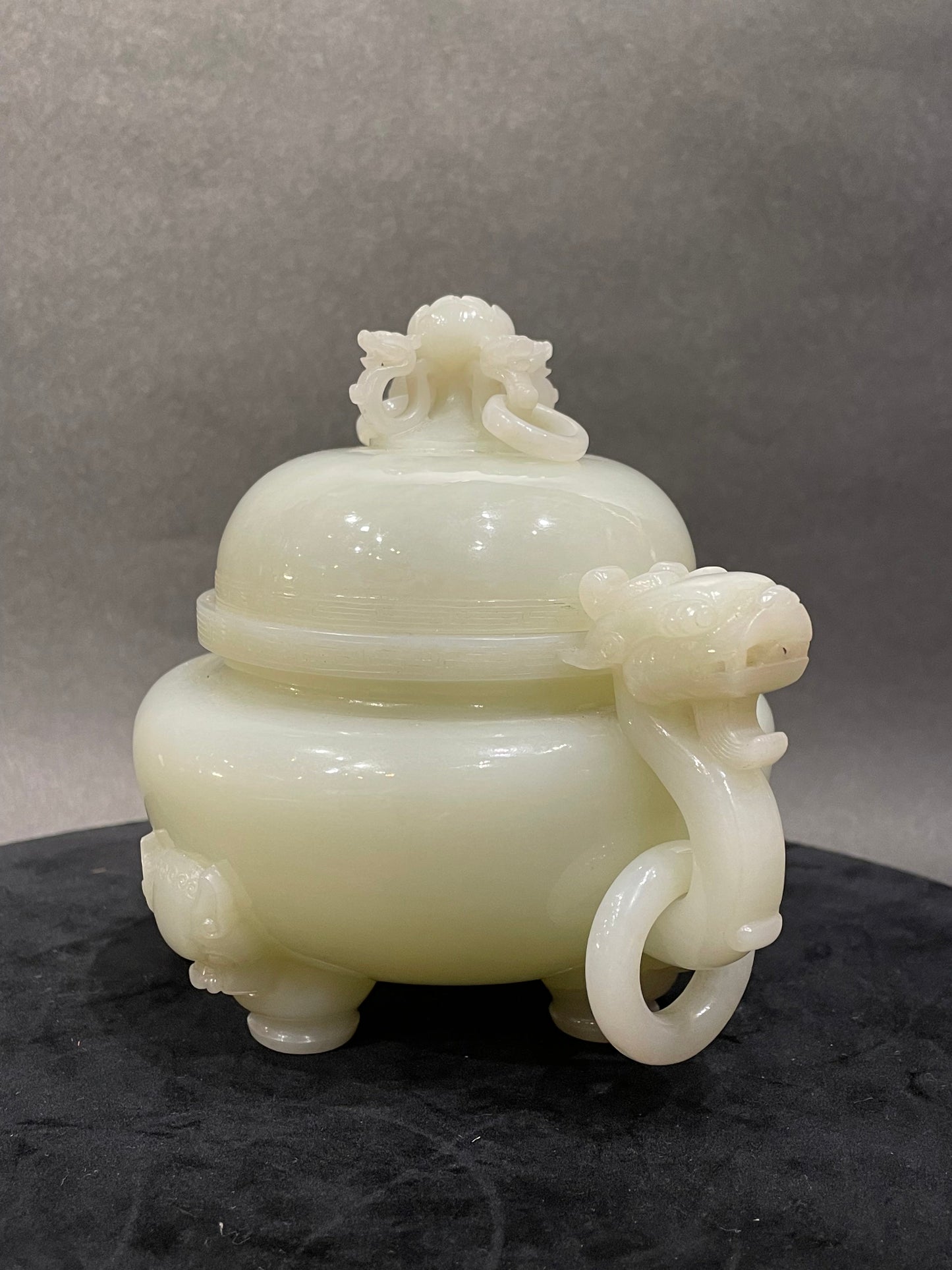 A White Jade Tripod Incense Burner and Cover, Qing Dynasty
