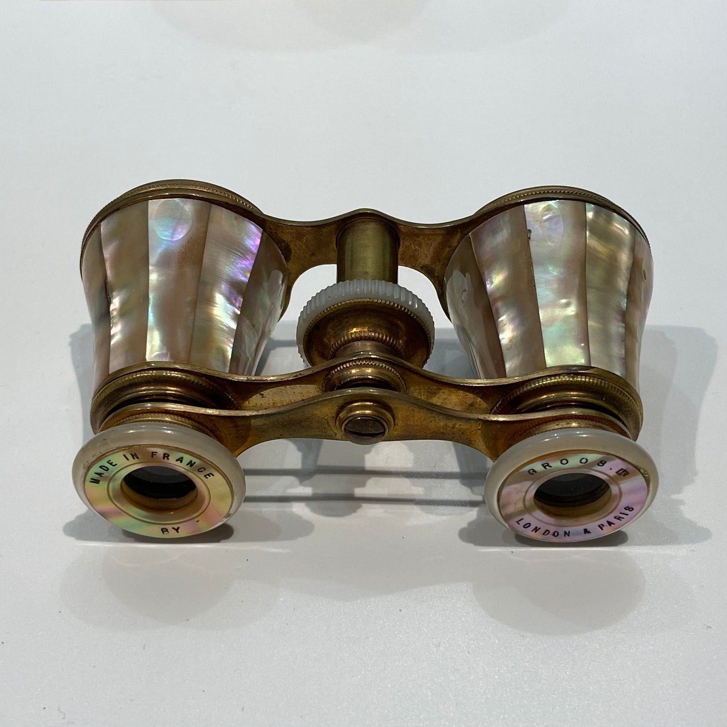 Vintage 19th Century Mother of Pearl France Groos Binoculars with Bee Stamp Case