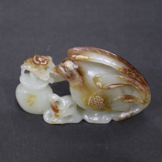A Yellow Jade Figure of Quail, 18th century Qing Dynasty