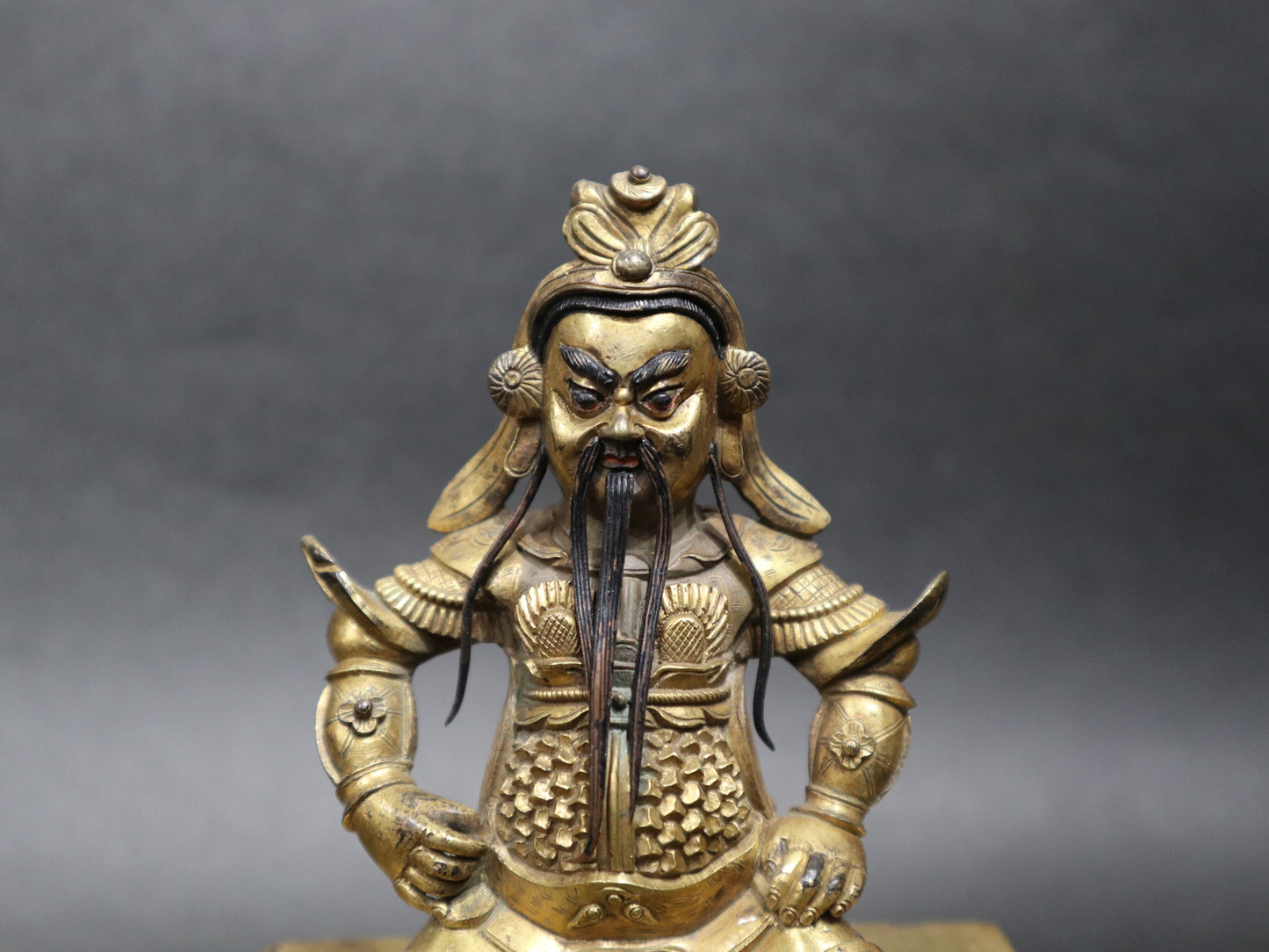 A Gilt-Bronze Figure of A Seated Guandi, Qing Dynasty