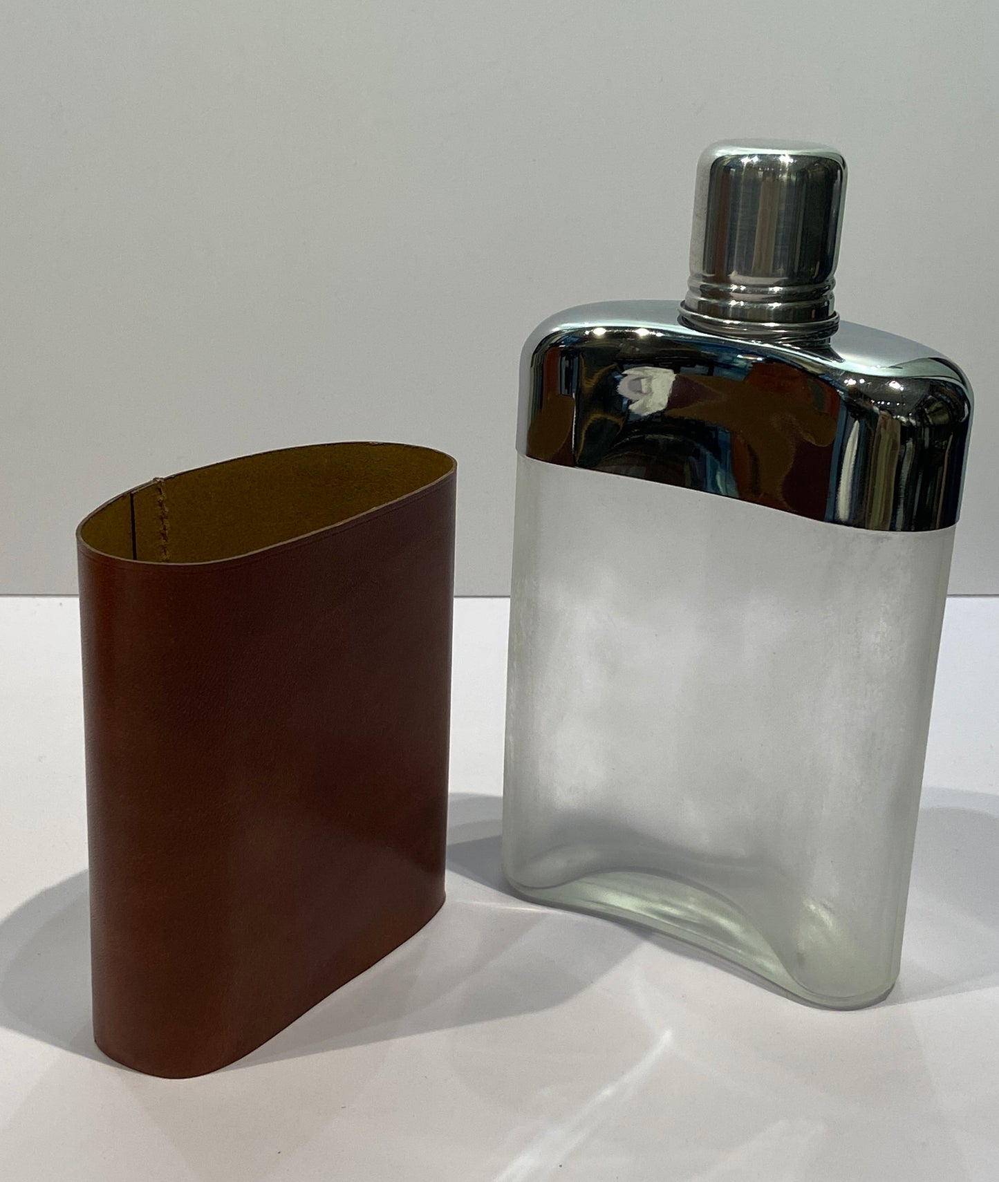 Vintage Double Hip Flask With Leather Belt & Holder