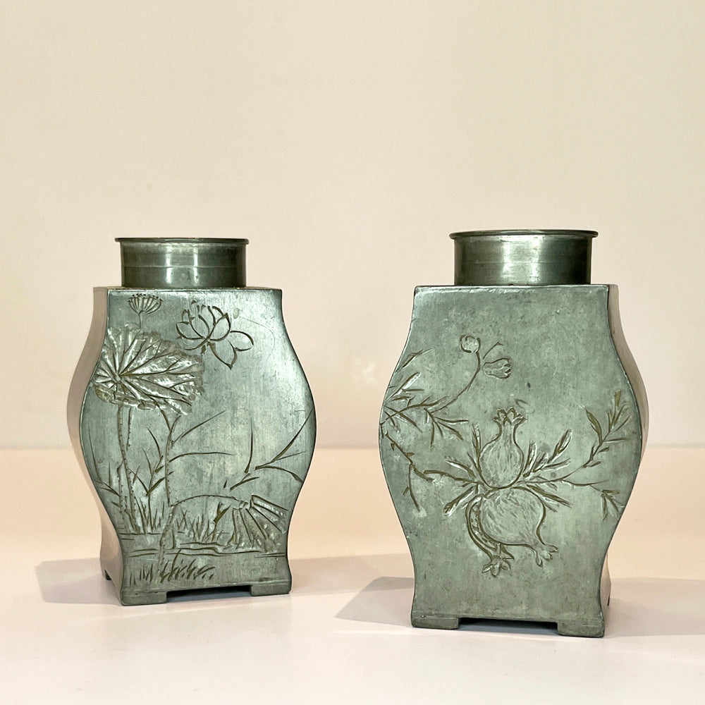 A pair of Pewter Tea Caddies, 19th Century