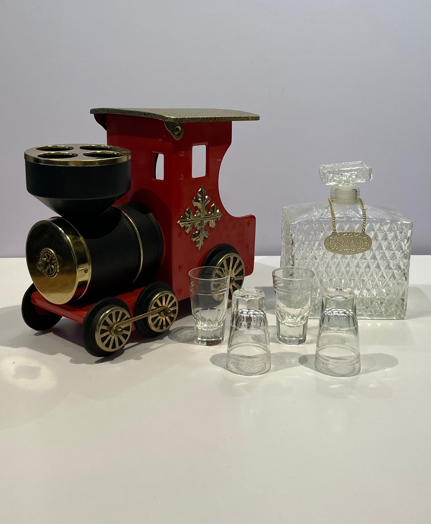 Vintage circa 1970s Kitsch Tin Locomotive Steam Train Set